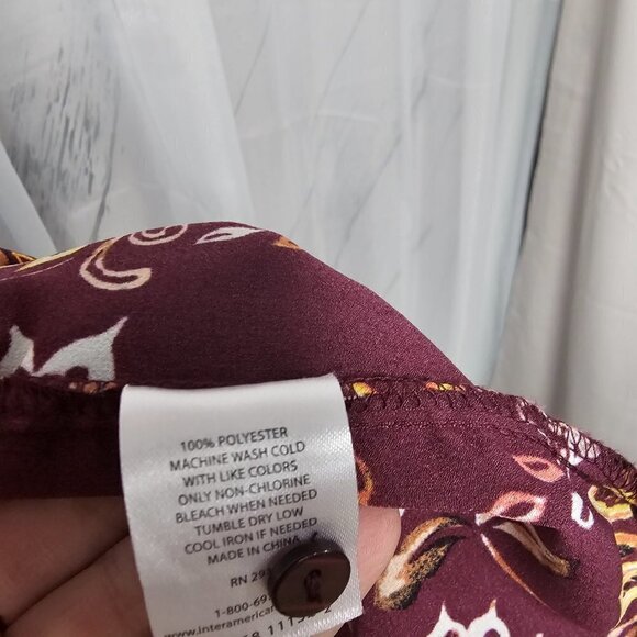 Dip Plum Orange Floral Boho Fairy Festival Peasant Blouse Size L - Picture 11 of 12